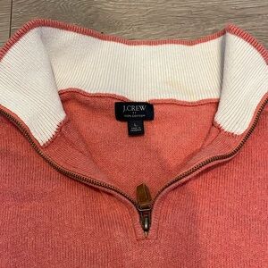 Men’s JCrew salmon colored Quarter Zip Sweater Size L very good condition